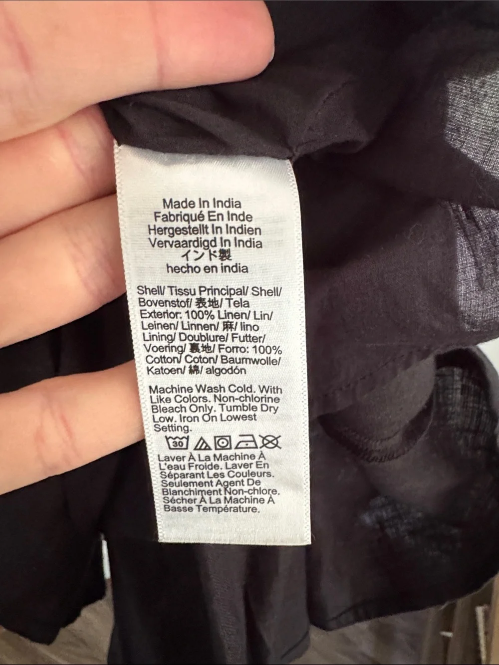 J. Crew Black Long Sleeve 100% linen Dress